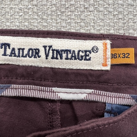 Tailor Vintage Pants Mens 36x32 Burgundy Chino Slim Fit Connecticut Original - Picture 10 of 12